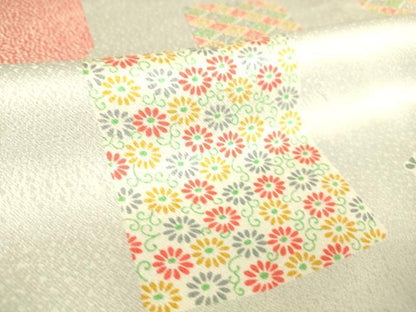 平和屋着物▽上質な小紋 単衣 絞り 色紙重ね花文 正絹 逸品 DAAT9172az