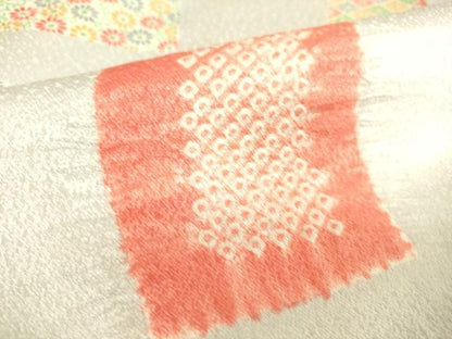 平和屋着物▽上質な小紋 単衣 絞り 色紙重ね花文 正絹 逸品 DAAT9172az