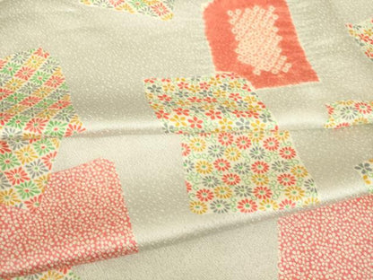 平和屋着物▽上質な小紋 単衣 絞り 色紙重ね花文 正絹 逸品 DAAT9172az