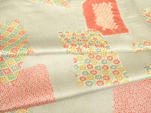 平和屋着物▽上質な小紋 単衣 絞り 色紙重ね花文 正絹 逸品 DAAT9172az