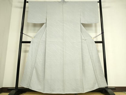 平和屋着物▽上質な色無地 単衣 変わり斜線文 薄雲鼠色 正絹 逸品 DAAT9174az
