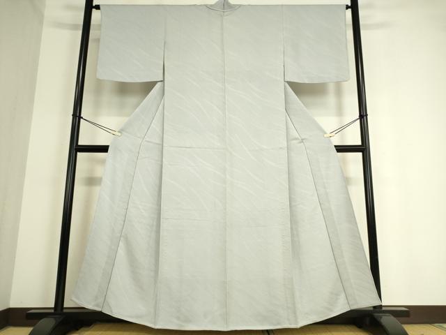 平和屋着物▽上質な色無地 単衣 変わり斜線文 薄雲鼠色 正絹 逸品 DAAT9174az