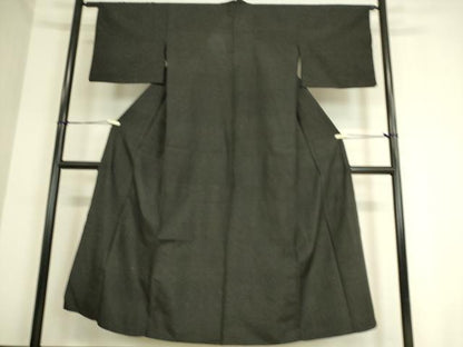 平和屋着物▽上質な紬 単衣 絣文 黒地 正絹 逸品 DAAT9180az