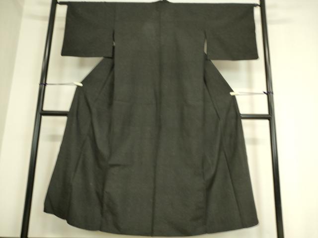 平和屋着物▽上質な紬 単衣 絣文 黒地 正絹 逸品 DAAT9180az