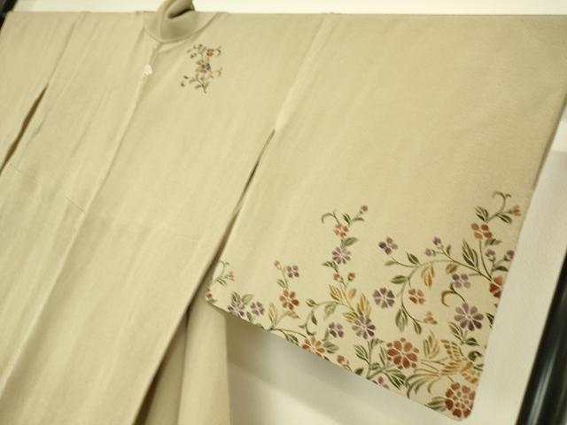 平和屋着物▽訪問着 単衣 花鳥文 暈し染め 鬼しぼ縮緬 正絹 逸品 DAAT9193az