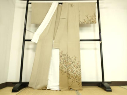 平和屋着物▽訪問着 単衣 花鳥文 暈し染め 鬼しぼ縮緬 正絹 逸品 DAAT9193az