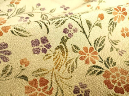 平和屋着物▽訪問着 単衣 花鳥文 暈し染め 鬼しぼ縮緬 正絹 逸品 DAAT9193az