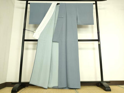 平和屋着物▽上質な色無地　単衣　青藤色　正絹　逸品　DAAT9194az