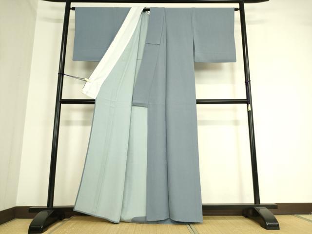 平和屋着物▽上質な色無地　単衣　青藤色　正絹　逸品　DAAT9194az