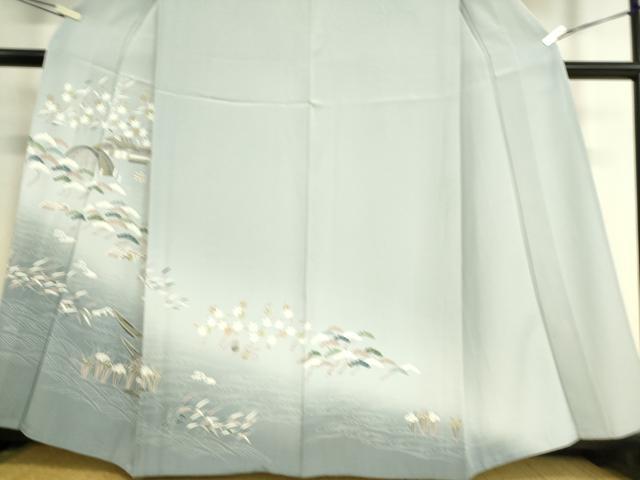 平和屋着物▽訪問着 単衣 友禅 渡橋風景花文 暈し染め 正絹 逸品 DAAT9198az