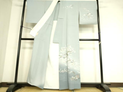 平和屋着物▽訪問着 単衣 友禅 渡橋風景花文 暈し染め 正絹 逸品 DAAT9198az