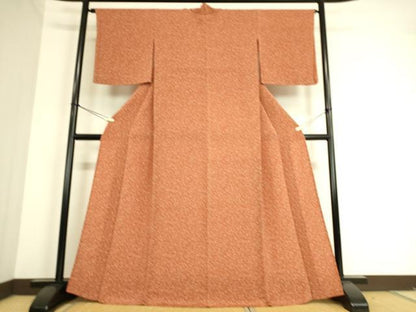 平和屋着物▽上質な小紋 単衣 花鳥文 鬼しぼ縮緬 正絹 逸品 DAAT9199az