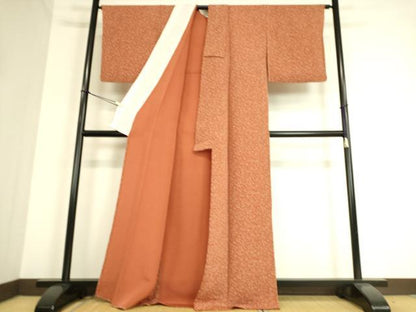 平和屋着物▽上質な小紋 単衣 花鳥文 鬼しぼ縮緬 正絹 逸品 DAAT9199az