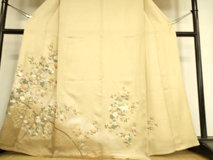 平和屋着物▽訪問着　単衣　地紙花文　暈し染め　金彩　正絹　逸品　DAAT9200az