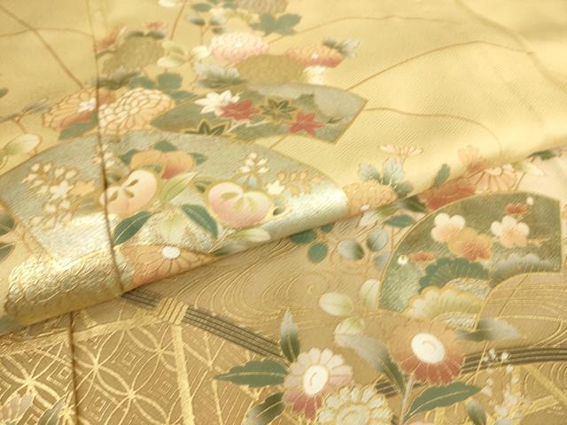 平和屋着物▽訪問着　単衣　地紙花文　暈し染め　金彩　正絹　逸品　DAAT9200az