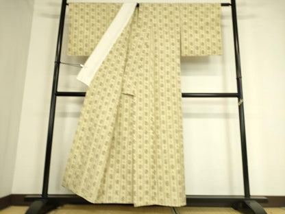 平和屋着物▽上質な紬 単衣 絣花間道 正絹 逸品 DAAT9205az