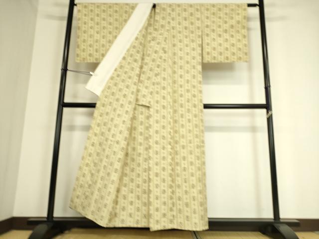平和屋着物▽上質な紬 単衣 絣花間道 正絹 逸品 DAAT9205az