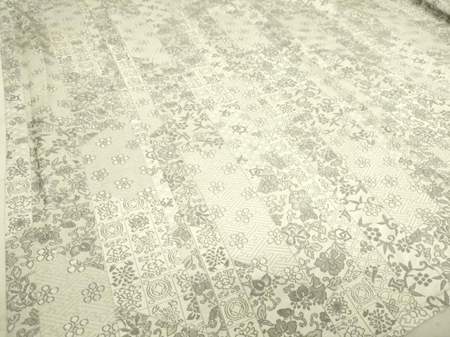 平和屋着物▽上質なお召 単衣 名物裂花文 やまと誂製 正絹 逸品 DAAT9207az