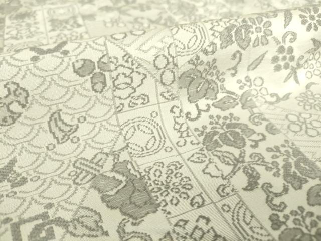 平和屋着物▽上質なお召 単衣 名物裂花文 やまと誂製 正絹 逸品 DAAT9207az