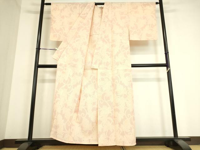 平和屋着物▽本塩沢　単衣　葡萄唐草文　正絹　逸品　DAAT9211az