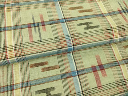 平和屋着物▽上質な紬 単衣 絣格子文 正絹 逸品 DAAT9219az