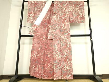 平和屋着物▽上質な小紋 単衣 雲取り扇面花文 金彩 正絹 逸品 未使用 DAAT9221az