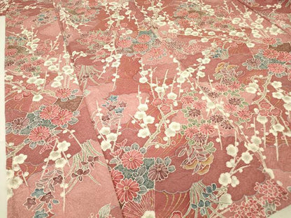 平和屋着物▽上質な小紋 単衣 雲取り扇面花文 金彩 正絹 逸品 未使用 DAAT9221az