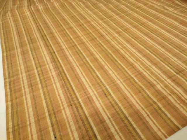 平和屋着物▽上質な紬　単衣　縞　正絹　逸品　DAAT9222az