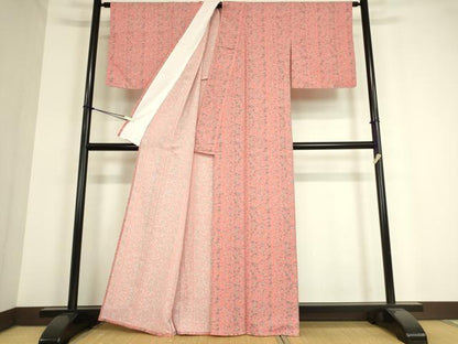平和屋着物▽小紋 単衣 織鶴宝尽くし花文 洗える着物 未使用 DAAT9224az