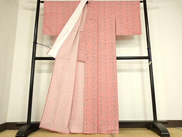平和屋着物▽小紋 単衣 織鶴宝尽くし花文 洗える着物 未使用 DAAT9224az