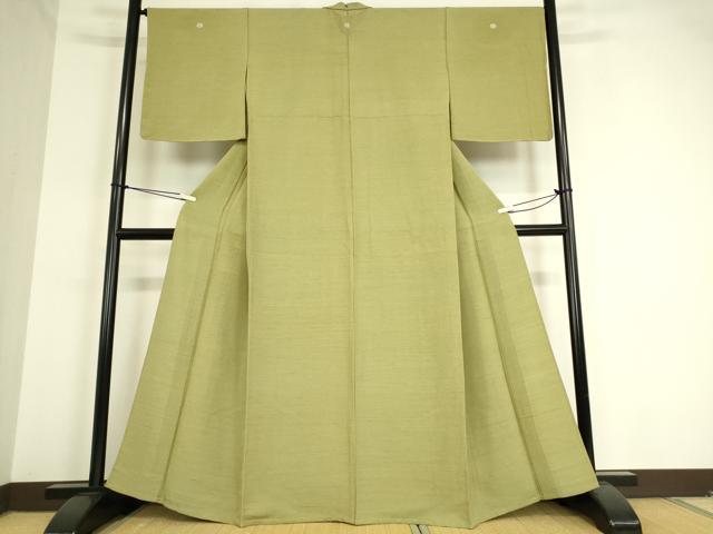 平和屋着物▽上質な紬 単衣 柳茶色 正絹 逸品 DAAT9225az