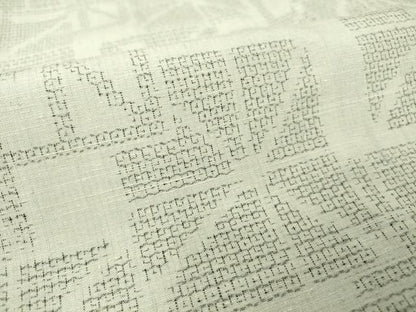 平和屋着物▽結城紬 単衣 幾何学柄 80亀甲 正絹 逸品 DAAT9226az