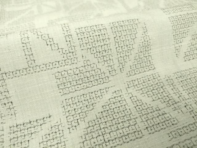 平和屋着物▽結城紬 単衣 幾何学柄 80亀甲 正絹 逸品 DAAT9226az