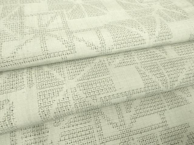 平和屋着物▽結城紬 単衣 幾何学柄 80亀甲 正絹 逸品 DAAT9226az
