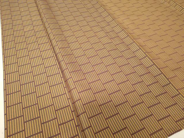 平和屋着物▽上質なお召 単衣 変わり格子 正絹 逸品 DAAT9228az