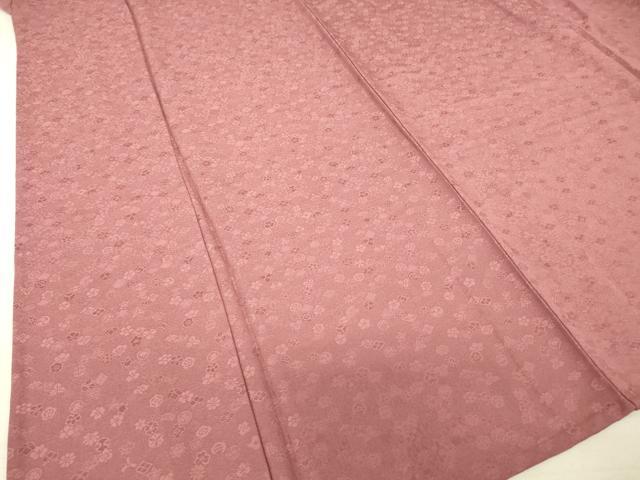 平和屋着物▽上質な色無地 単衣 吉祥花地紋 浅蘇芳色 正絹 逸品 DAAT9229az