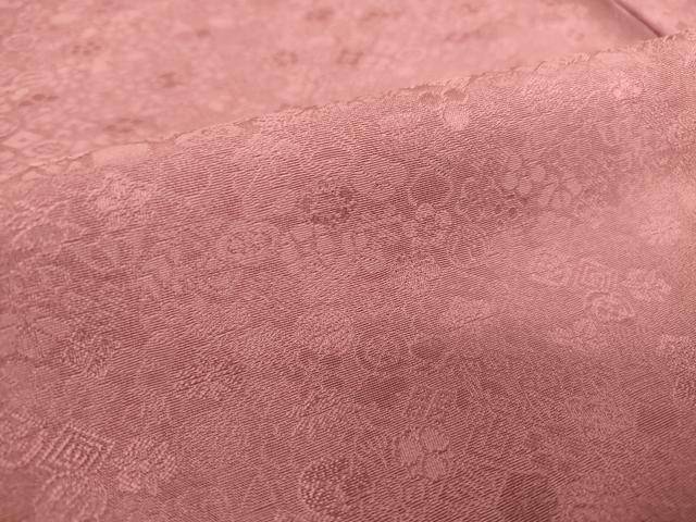 平和屋着物▽上質な色無地 単衣 吉祥花地紋 浅蘇芳色 正絹 逸品 DAAT9229az