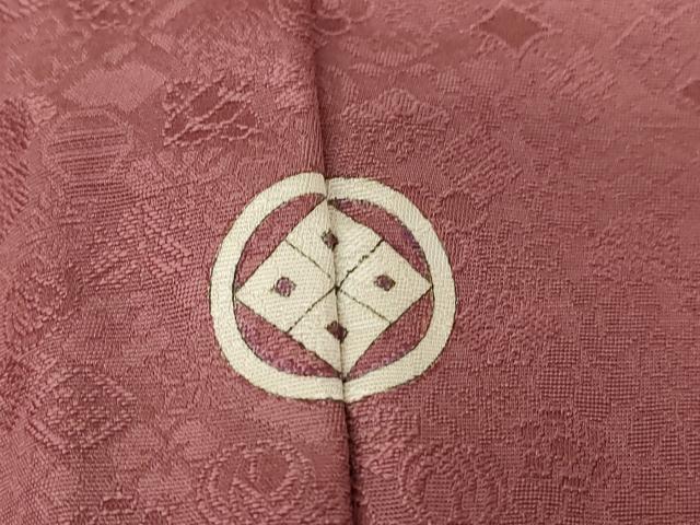 平和屋着物▽上質な色無地 単衣 吉祥花地紋 浅蘇芳色 正絹 逸品 DAAT9229az
