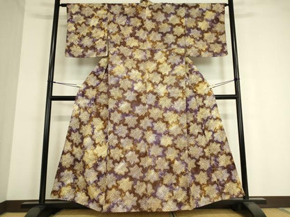 平和屋着物▽上質な小紋　単衣　総絞り　舞花文　正絹　逸品　DAAT9230az
