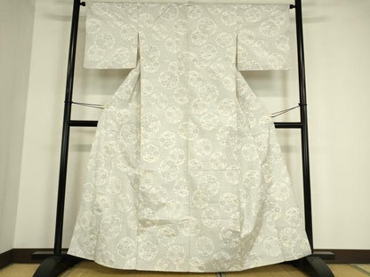 平和屋着物▽本場大島紬 白大島 単衣 雪輪花文 正絹 逸品 DAAT9231az