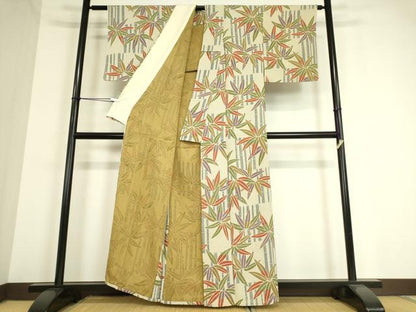 平和屋着物▽上質な小紋 単衣 笹文 正絹 逸品 DAAT9233az