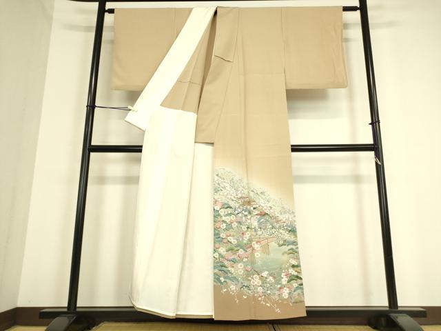 平和屋着物▽豪華色留袖 単衣 友禅 水辺風景花文 暈し染め 正絹 逸品 DAAT9235az