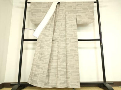 平和屋着物▽結城紬 単衣 幾何学文 80亀甲 正絹 逸品 DAAT9237