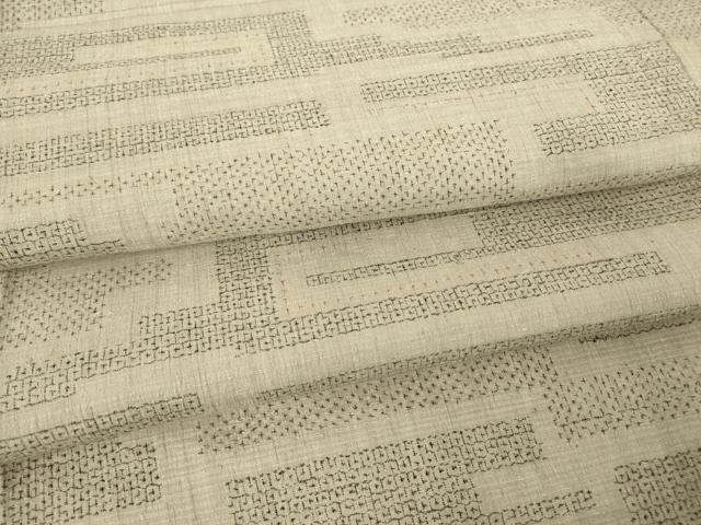 平和屋着物▽結城紬 単衣 幾何学文 80亀甲 正絹 逸品 DAAT9237