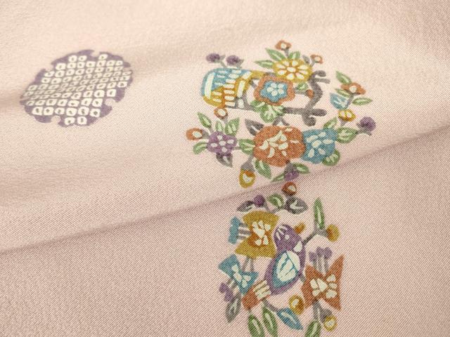 平和屋着物▽上質な小紋 単衣 型染め 雪輪花鳥文 正絹 逸品 DAAT9239az