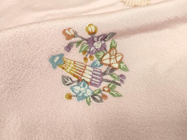 平和屋着物▽上質な小紋 単衣 型染め 雪輪花鳥文 正絹 逸品 DAAT9239az