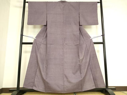 平和屋着物▽上質な紬　単衣　葡萄鼠色　正絹　逸品　DAAT9240az