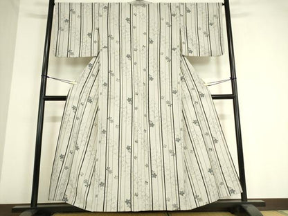 平和屋着物▽小紋 単衣 舞桜文 洗える着物 DAAT9243az