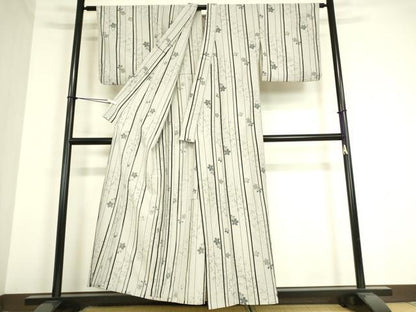 平和屋着物▽小紋 単衣 舞桜文 洗える着物 DAAT9243az