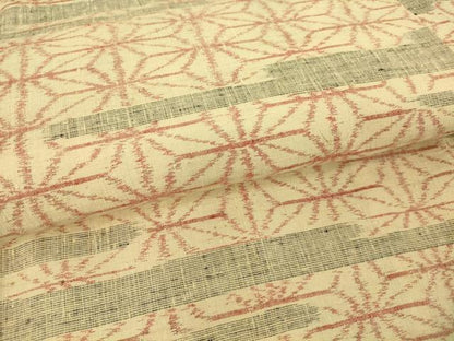 平和屋着物▽上質な紬　単衣　霞麻の葉文　正絹　逸品　DAAT9249az